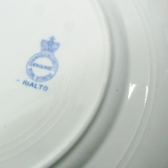 John Maddock & Sons Royal Vitreous Rialto England set of 3 plate bowl flow blue - Picture 10 of 11